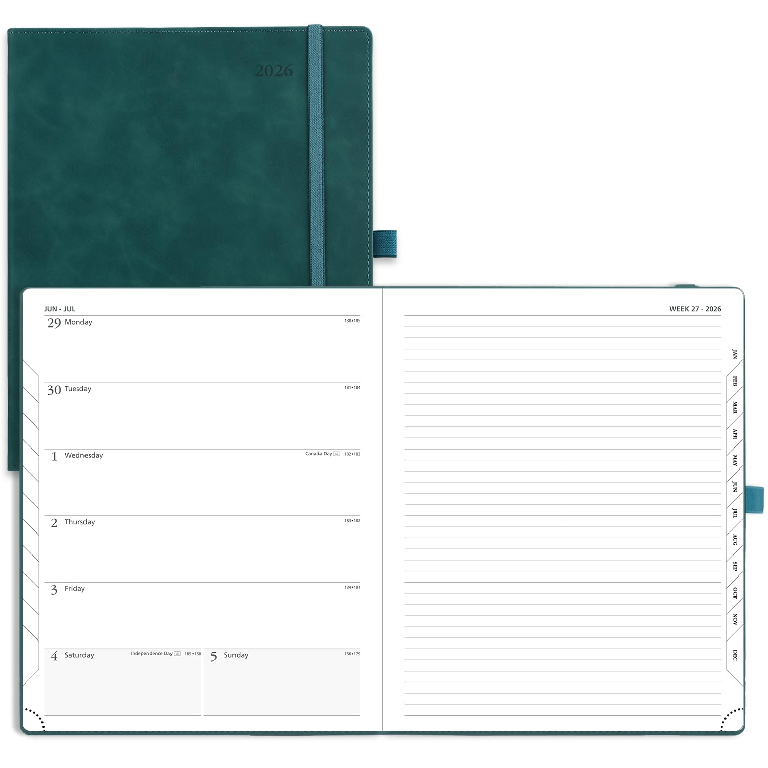 POPRUN 2027 Diary A4 Week To View Softcover, 2027 Planner & Notebook In One