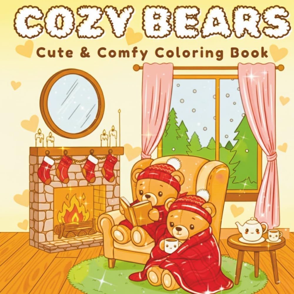 Cozy Bears: A Cute and Comfy Coloring Book: Bold and Easy Coloring Pages for Stress Relief and Relaxation, Simple Aesthetic Designs for Adults, Teens, and Beginners
