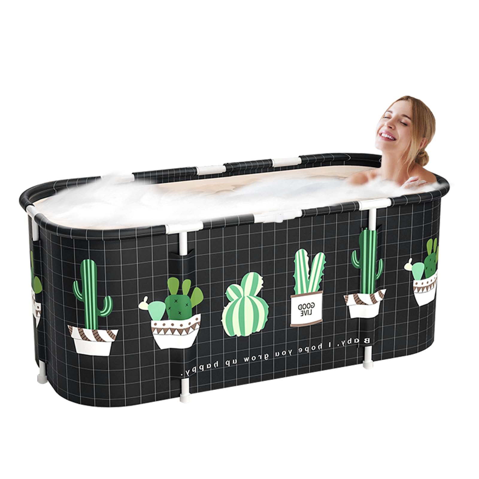 Vasca da Bagno Pieghevole per Adulti, 115 x 60cm Facile Installazione, Vaschetta Pieghevole Eco-Friendly, Ideale per il Relax Domestico e SPA, Vasca da Bagno Adulti (Nero)