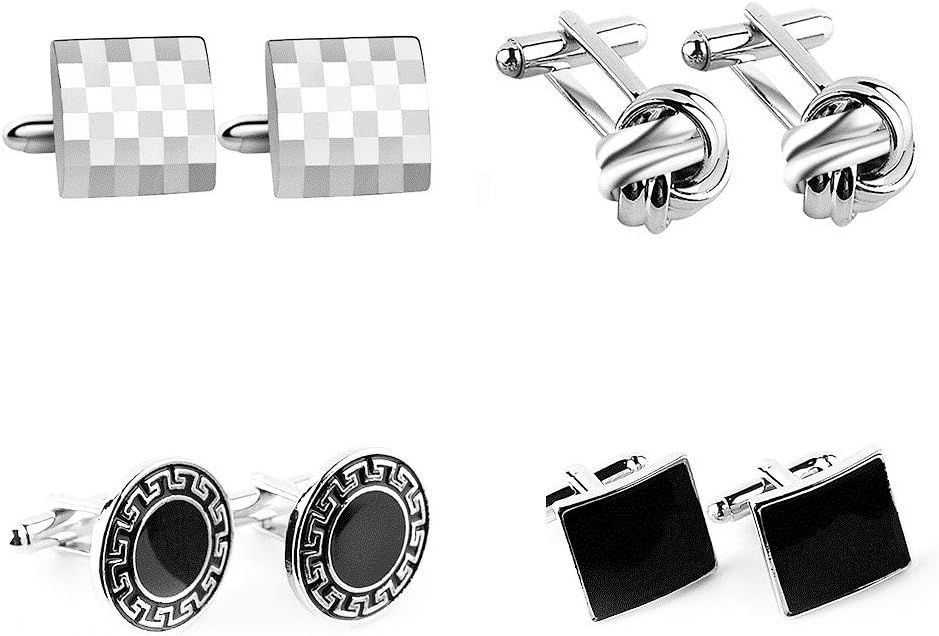 Christia Bella4 Pairs Men's Cufflinks Fashionable Retro Cuff Links for Suit Shirt Cufflinks Wedding Valentines Festival Birthday Anniversary Graduation Gift