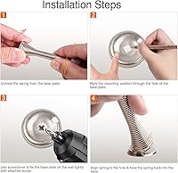 Vista 12 de Paquete de 6 topes de resorte para puerta, color blanco, 3-1/4 pulgadas, flexibles con puntas de parachoques de goma blanca