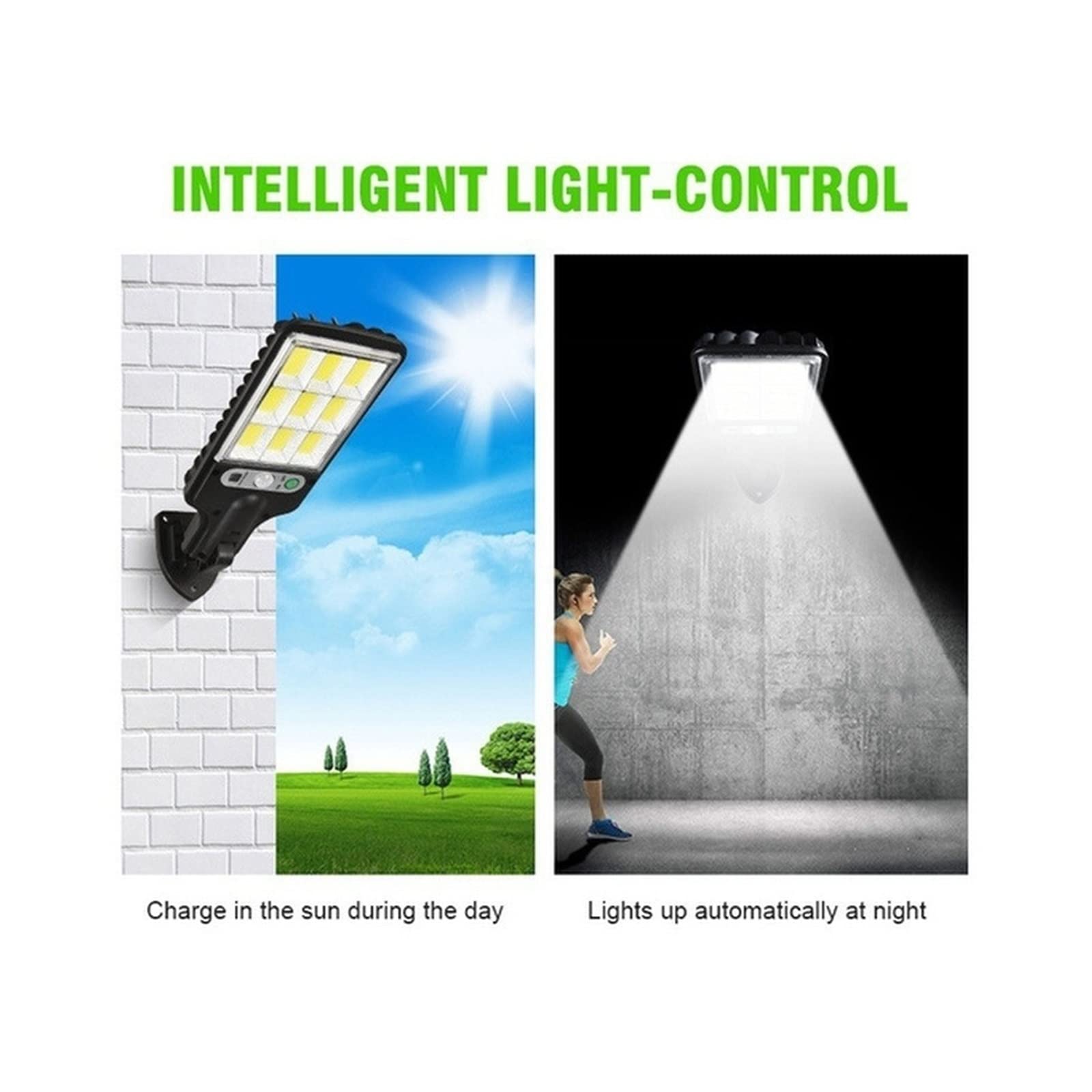Zewnętrzne lampy solarne, solarne lampy solarne 2500 W z 3 trybami oświetlenia, wodoodporna lampa bezpieczeństwa z czujnikiem ruchu, do ogrodu, na patio, ścieżkę, podwórko. Łatwa obsługa