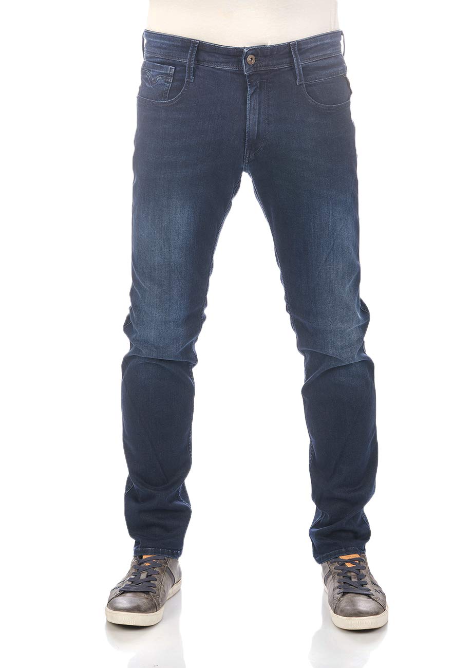 Replay Men's M914 Anbass Power Stretch Jeans, 0073 Dark Blue, 32W / 34L
