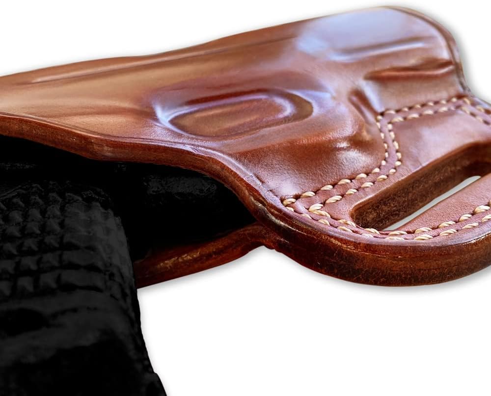 Masc Premium The Ultimate Leather OWB Pancake Holster Open Top Custom Fit XDS SubCompact 3.3-inch. Right Hand Draw, Brown Color #1419#