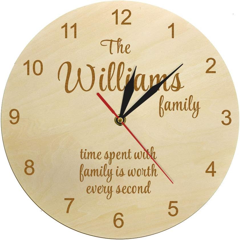 The Geeky Days Time Spent with Family is Worth Every Second Personalized Family Name Wooden Wall Clock Custom Name Farmhouse Style Silent Quartz Watch