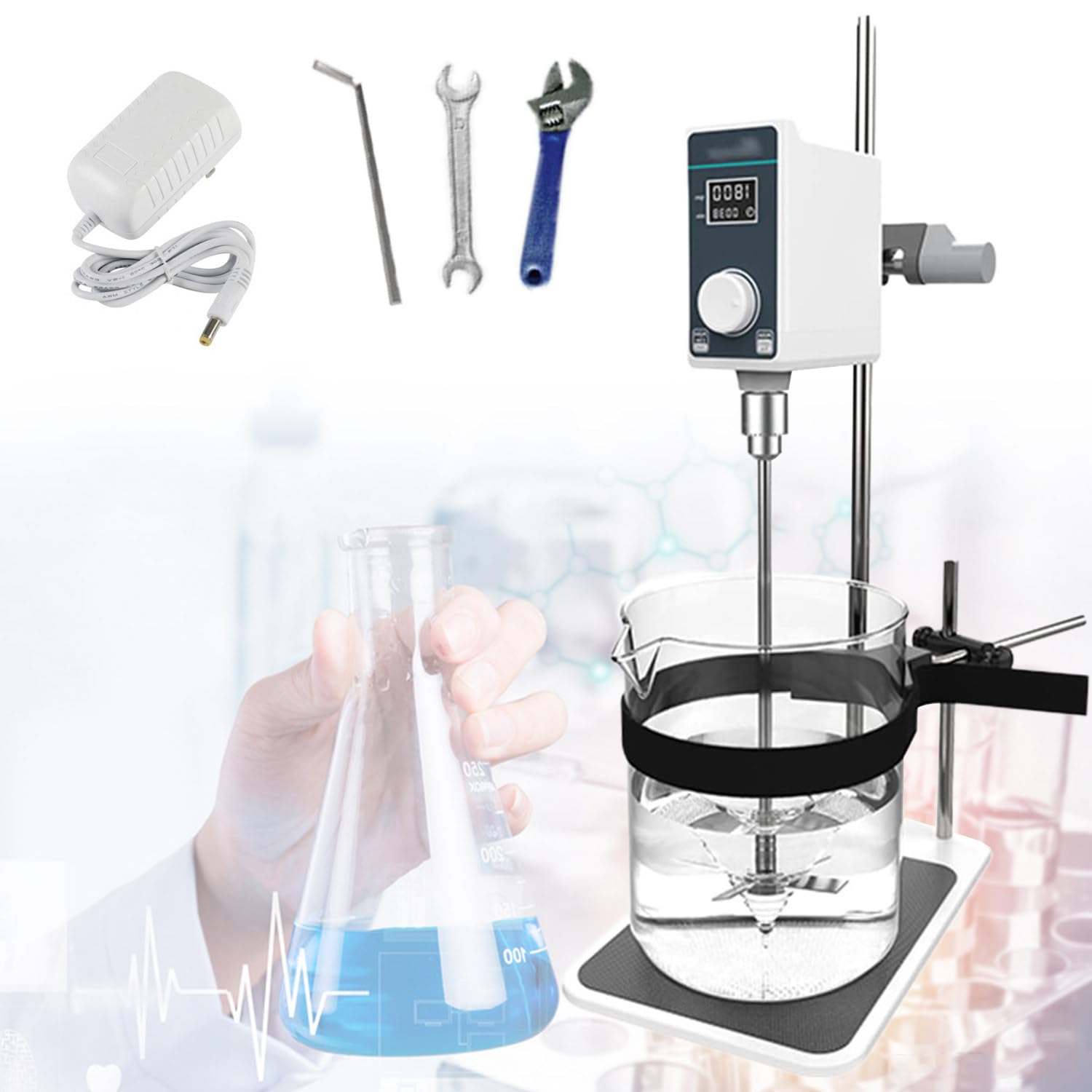Elektryczny mieszadło napowietrzne mikser 10L/20L mieszadło mieszadło homogenizator 50-2000 obr./min LCD cyfrowy mieszadło napowietrzne z mieszadłem i stojakiem 20L-220V