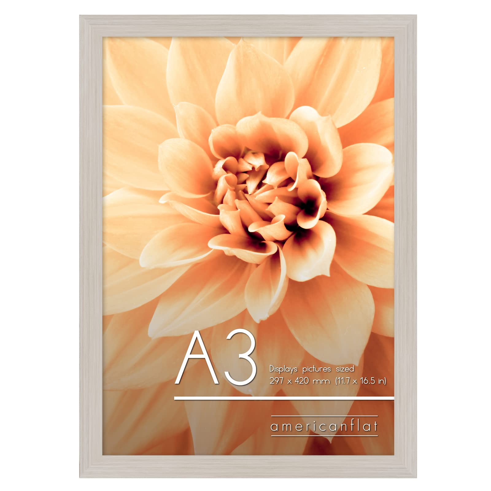 Americanflat A3 Picture Frame in Light Wood - Composite Wood with Shatter Resistant Glass - Horizontal and Vertical Formats for Wall - 11.7 x 16.5 in