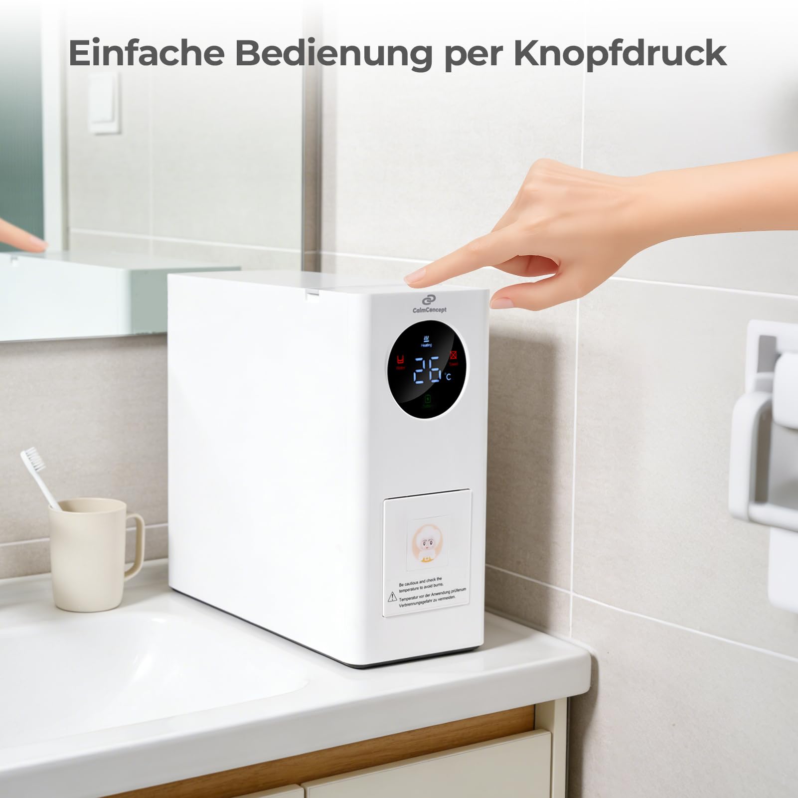 Warmtuchspender, Kabellos, Hygienische Einweghandtücher auf Knopfdruck, Einstellbare Temperatur (0-85°C) & Feuchtigkeit (10-90%), für Zuhause, Hotels, Salons, Reise (Warmtuchspender)