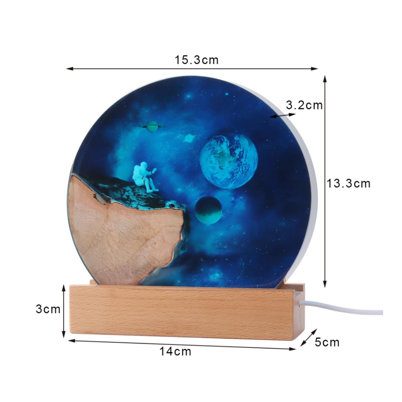 rockible Universum-Nachtlicht mehrfarbig Epoxidharz-Lampe mit Holzsockel sanft Harzlampe für Kinderzimmer