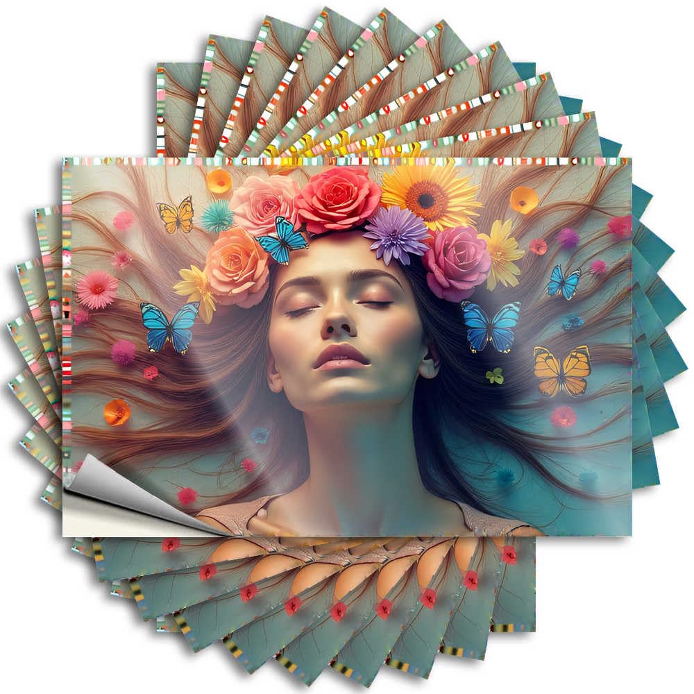 Space Sticker - Motivational Hunting Bumper Floral Fantasy: A Woman's Serene Moment(12X18CM)