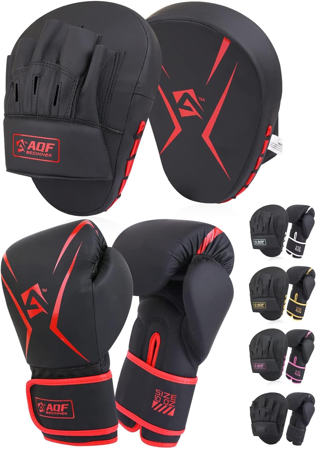 AQF Boxhandschuhe Und Pratzen Set- Box Set Erwachsene- Trainingshandschuhe Mit Gebogenen Pratzen Boxen, Boxing Gloves Pad Für Boxsack Training, Boxing, Kickboxen, Kampfsport