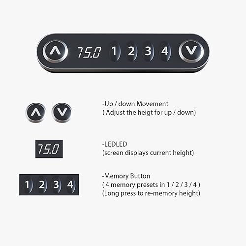 Miniatura 4 de Escritorio eléctrico de pie ajustable en altura, 63 x 30 pulgadas, escritorio de computadora ajustable de altura ajustable, escritorio de oficina en