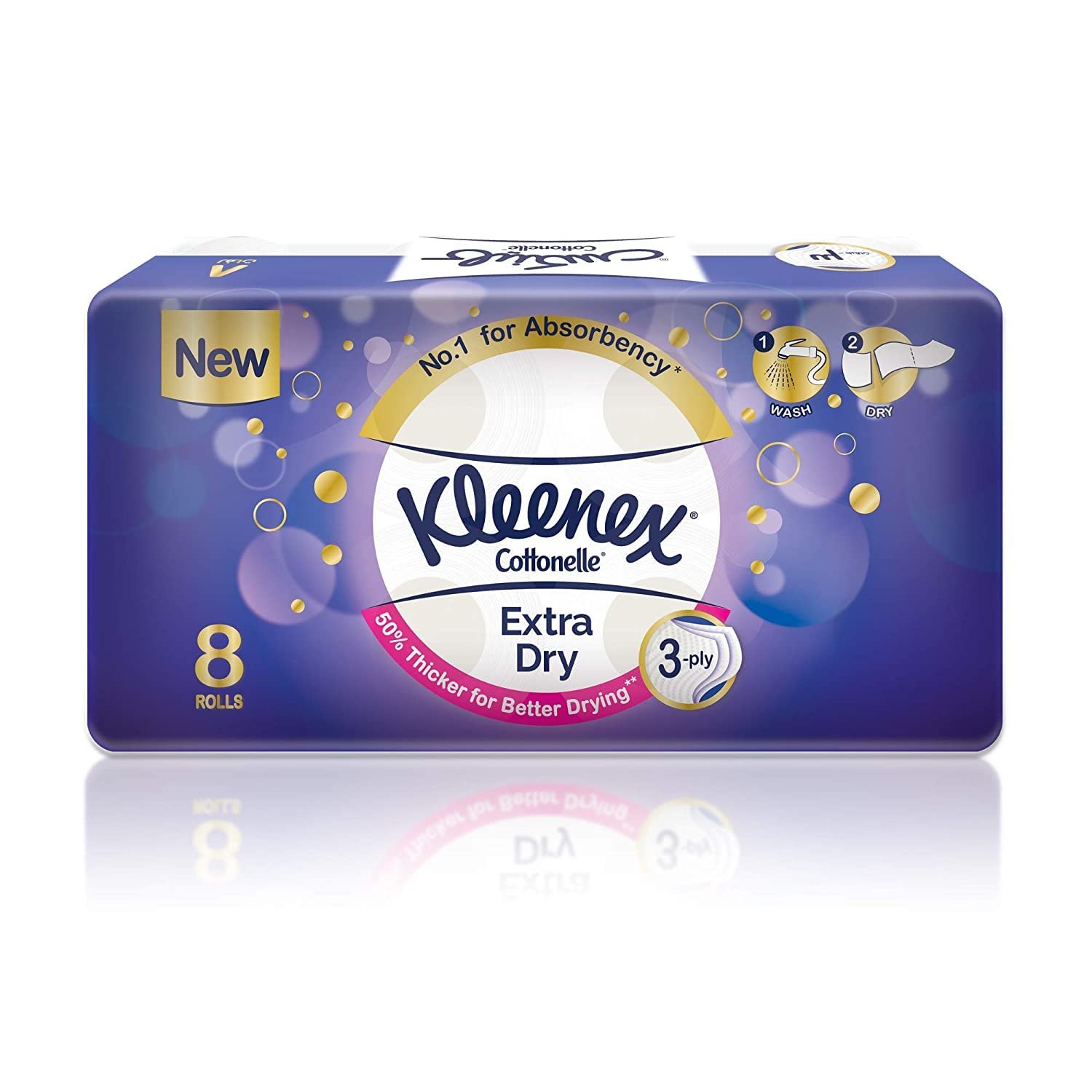 KleenexToilet Tissue Extra Dry, 8 Rolls - 160 Sheets x 3 Ply