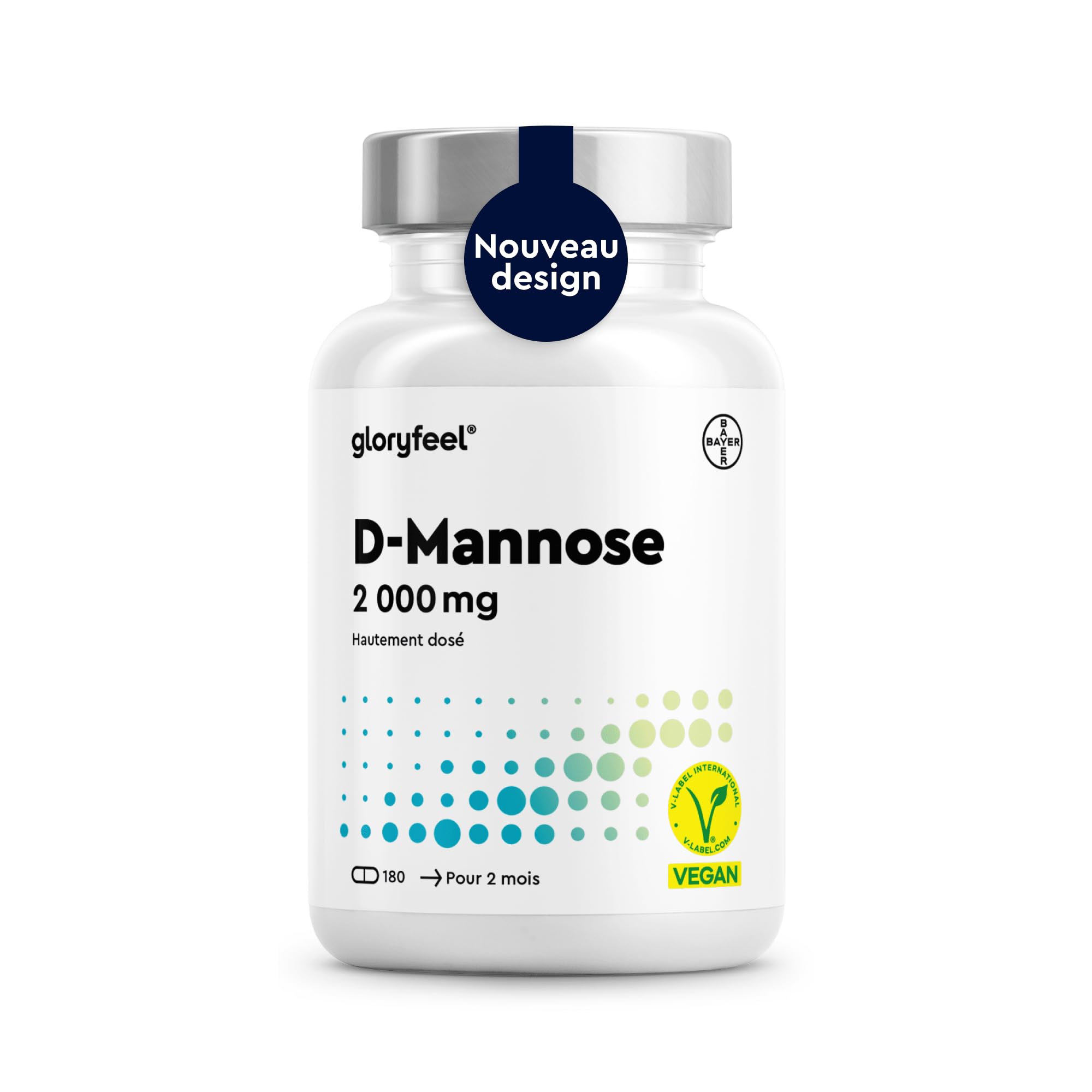 D-Mannose Pur 2000mg par Dose Quotidienne, 180 Capsules, 100% Végétalien et Naturel, Hautement Biodisponible, Sans Arômes ni Additifs, Testé en Laboratoire