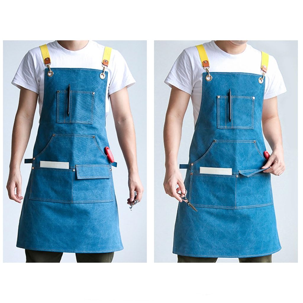 NEBE Delantal de camarero Delantal de lona a la moda for hombres y mujeres, jardinería, carpintería, cerámica hecha a mano, peluquería, manicura, pintura, ropa de trabajo Delantales Delantal