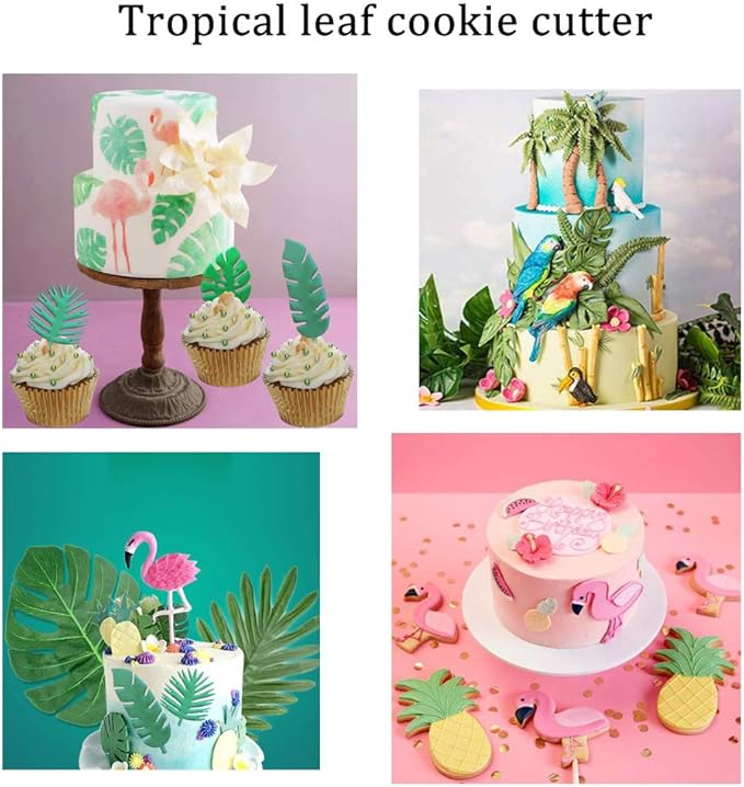 Tropical Leaf Cookie Cutter Hawaiian Palm Leaves Fondant Cutters Set For Gum Paste Sugarcraft Candy Luau Cake Decorating 4pcs Amazon Ca Home