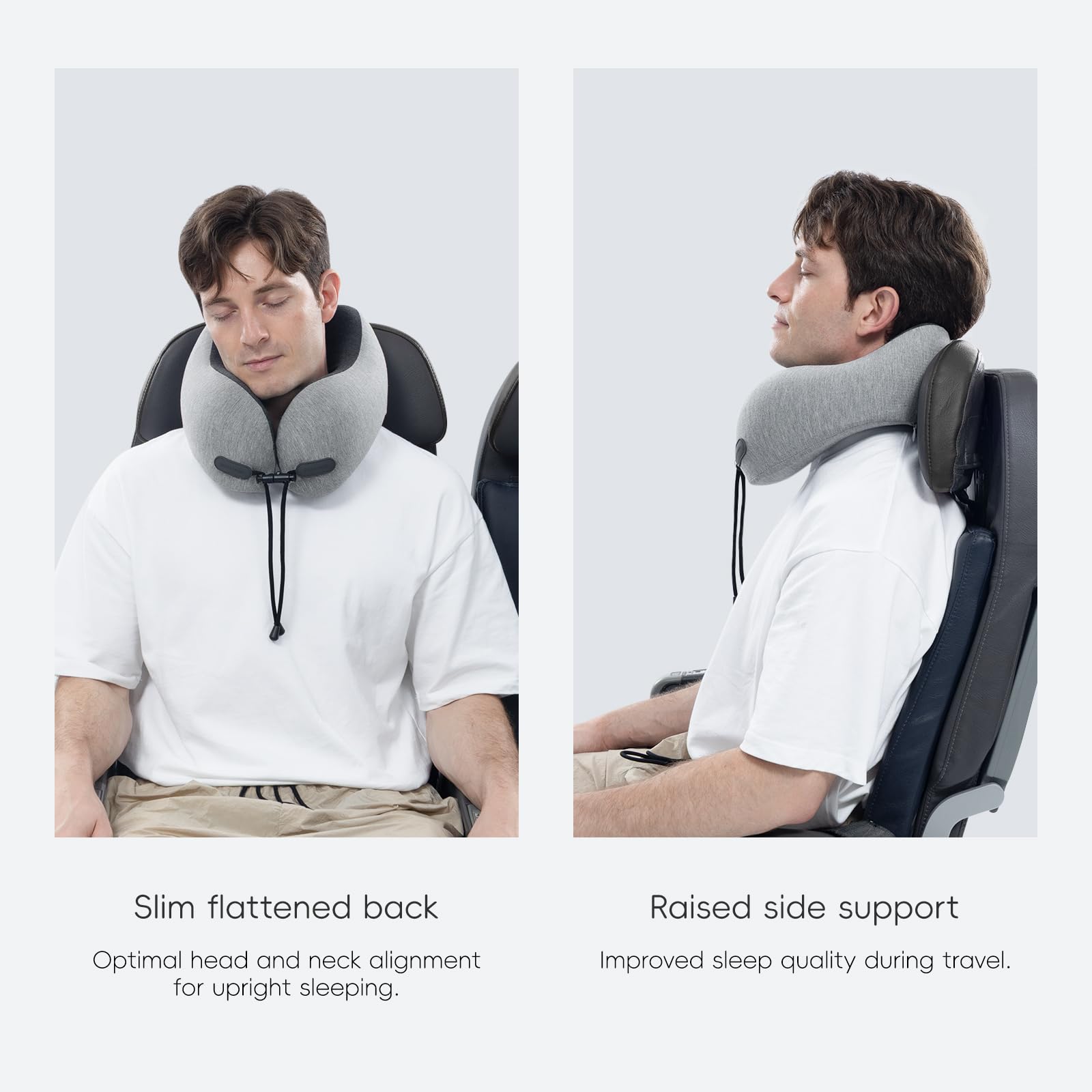 urnexttour Cuscino cervicale da viaggio in memory foam, modelli di design con maschera 3D a pressione zero per gli occhi e borsa compatta, essenziale per viaggi, aereo, auto, riposo, sonno, uso adulto