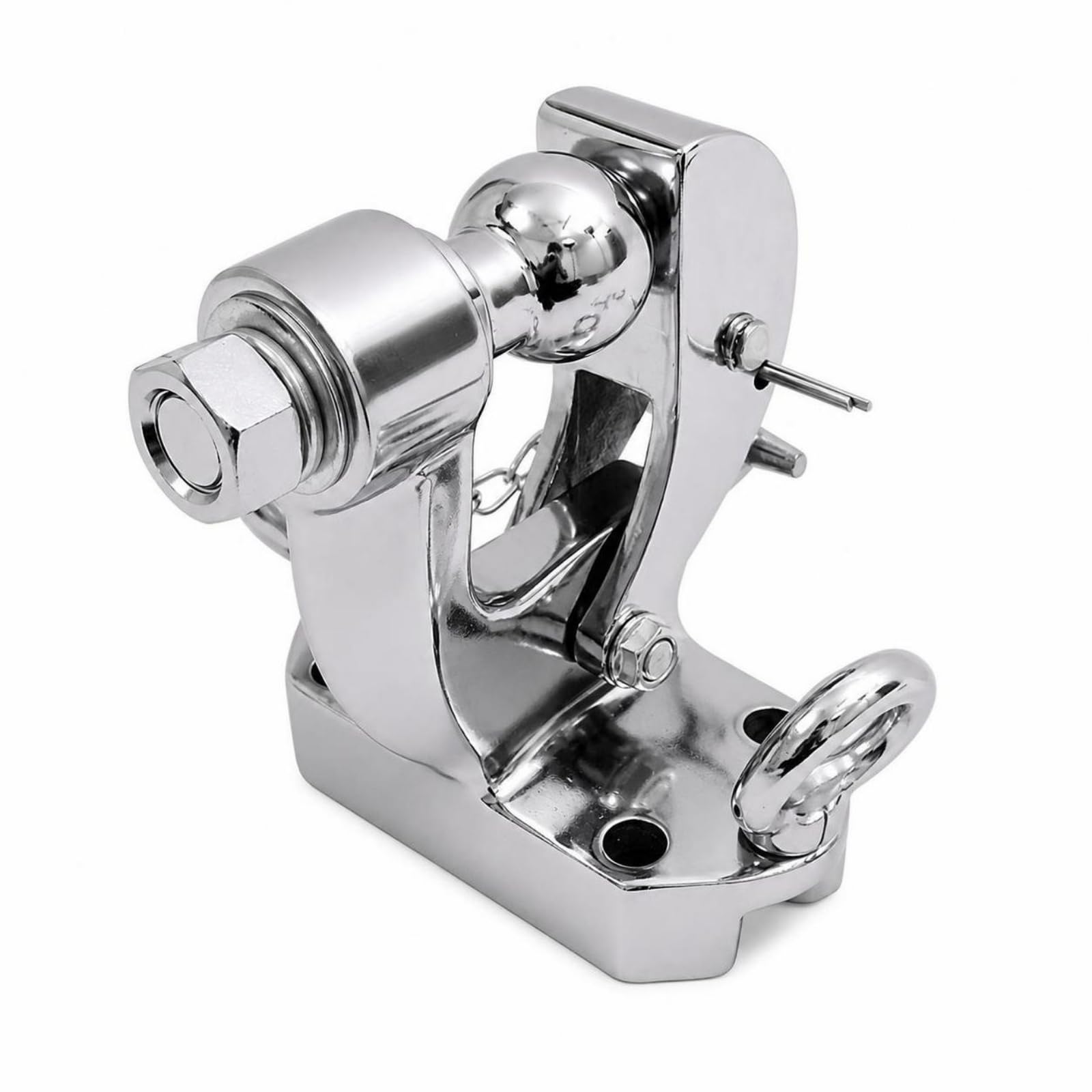 predolo Metall-Tow-Hook mit Montagehalterung schwenkbar schwenkbarer Anhängehaken schwer belastbar Abschleppvorrichtung, Verchromte Anhängerkupplung