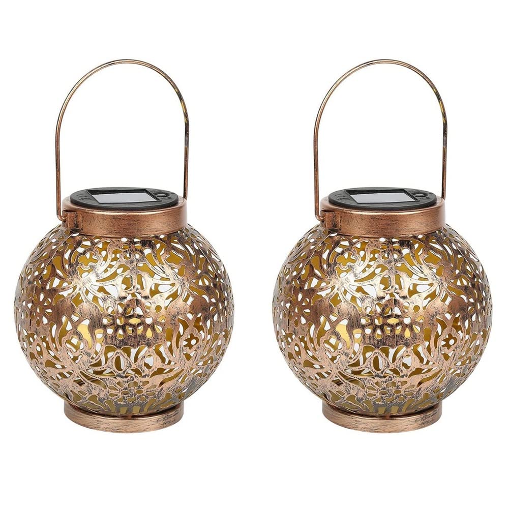 Turodeuo Women's White 2 Pack Solar Lantern For Outdoors Metal Solar Lights Solar Lantern Warm Ip55 Waterproof Hanging Garden Decoration