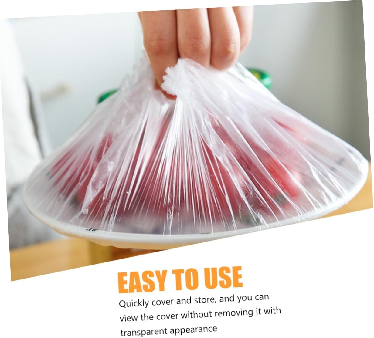 KICHOUSE Elastic Edging Plastic Wrap Cover 300pcs Fridge Food Wrap Films for Kitchens Fruit Vegetable Fresh-keeping