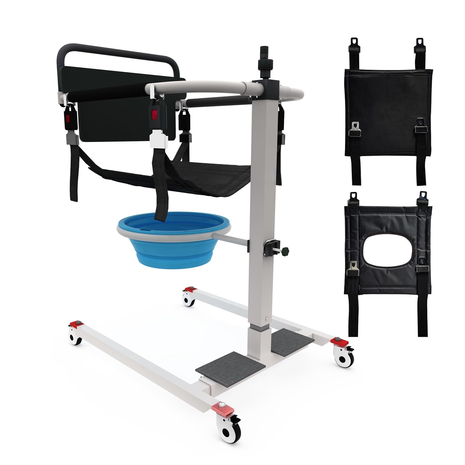 Sollevapazienti Manuale con Altezza Regolabile, Sollevatore Portatile con Imbracatura, Sedia da Trasferimento per Disabili e Anziani, per Casa e Auto