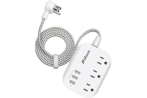 USB Power Strip with 5 Ft. Braided Power Cord