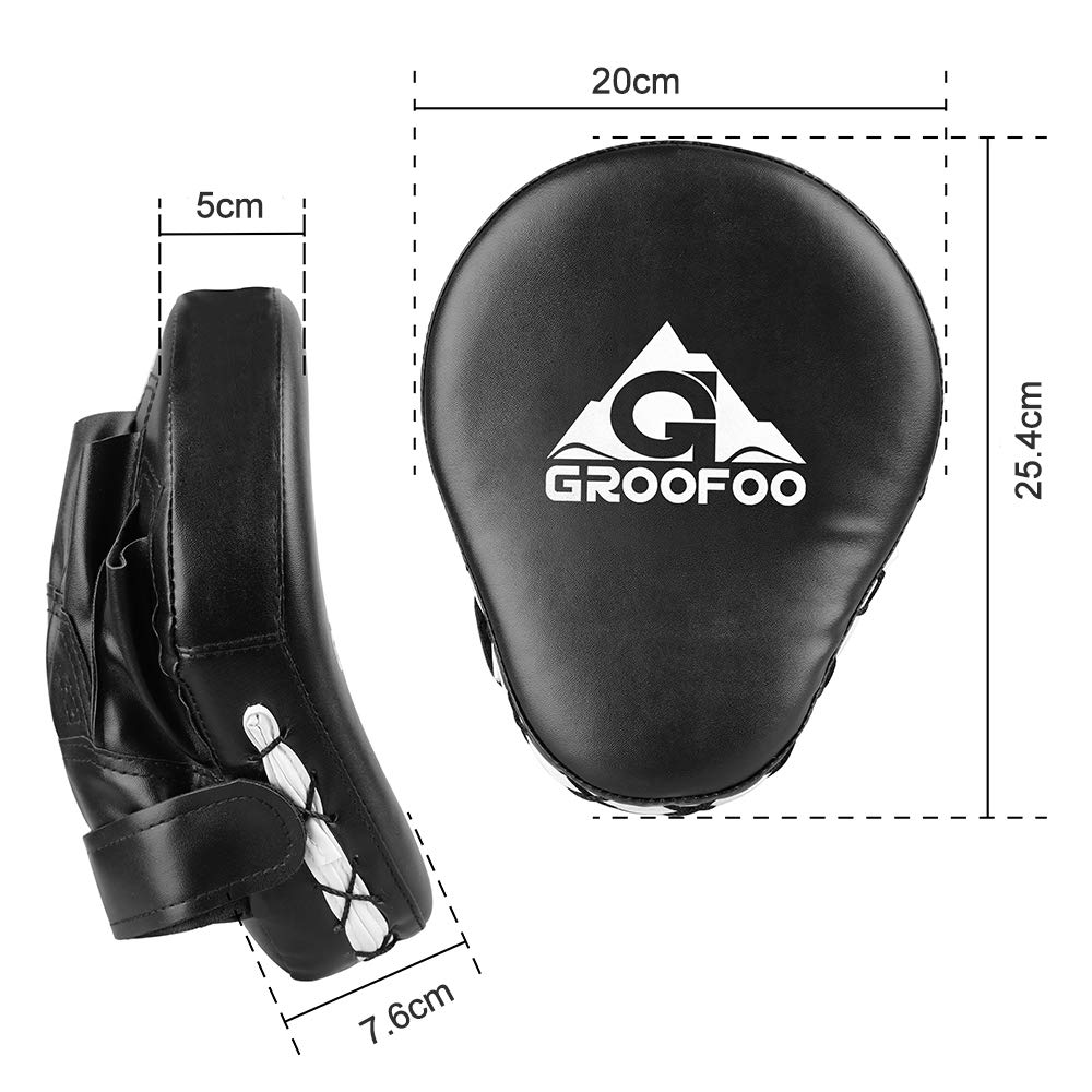 GROOFOO 1 Paio Colpitori Boxe Scudo Sciopero Pastiglie Pelle Focus Pads per l'addestramento di Kickboxing Muay Thai Boxe MMA Taekwondo