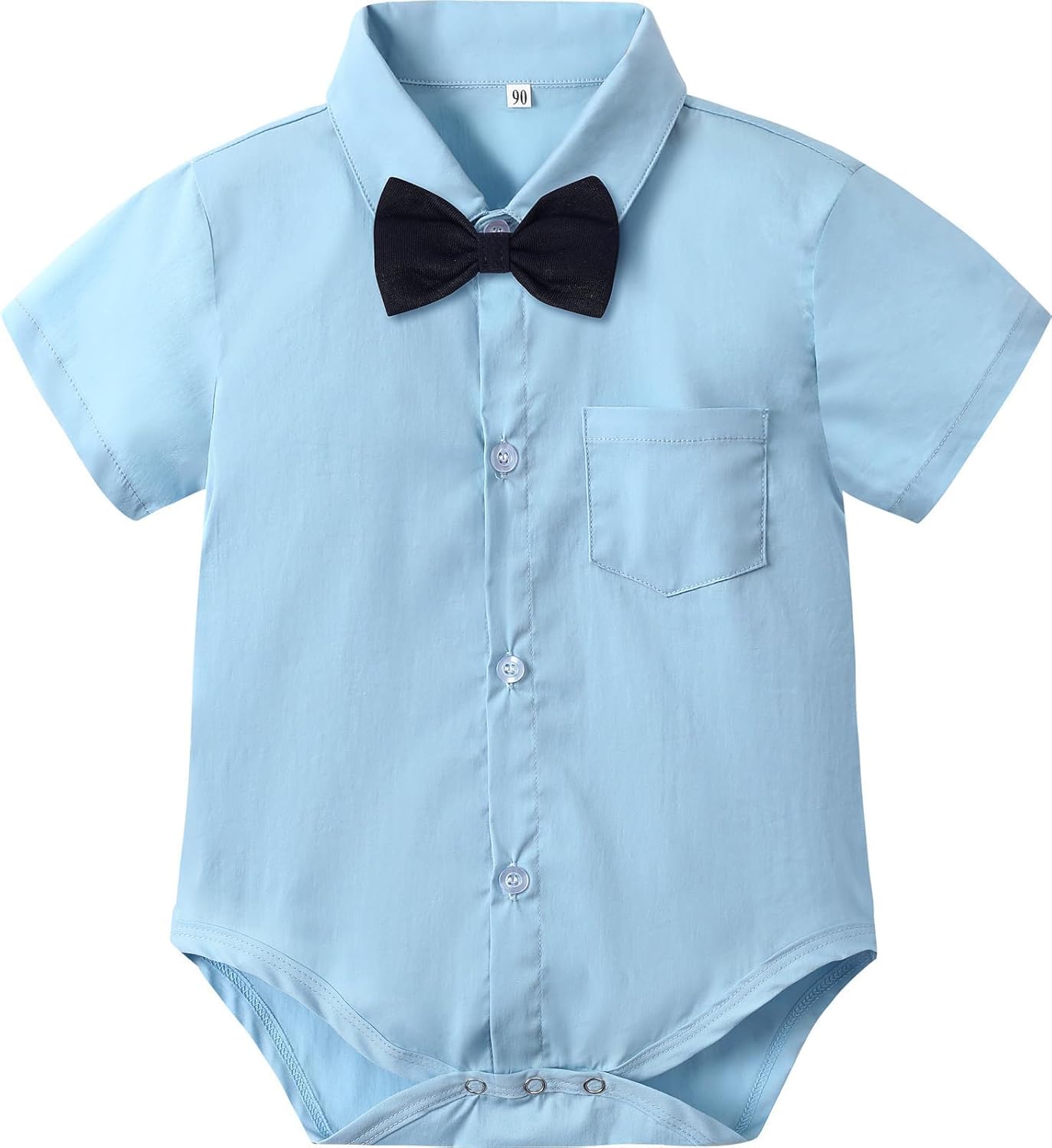 A&J DESIGN Infant Baby Boys Dress Shirt Bodysuit Gentleman Formal Wedding Short Sleeve Rompers