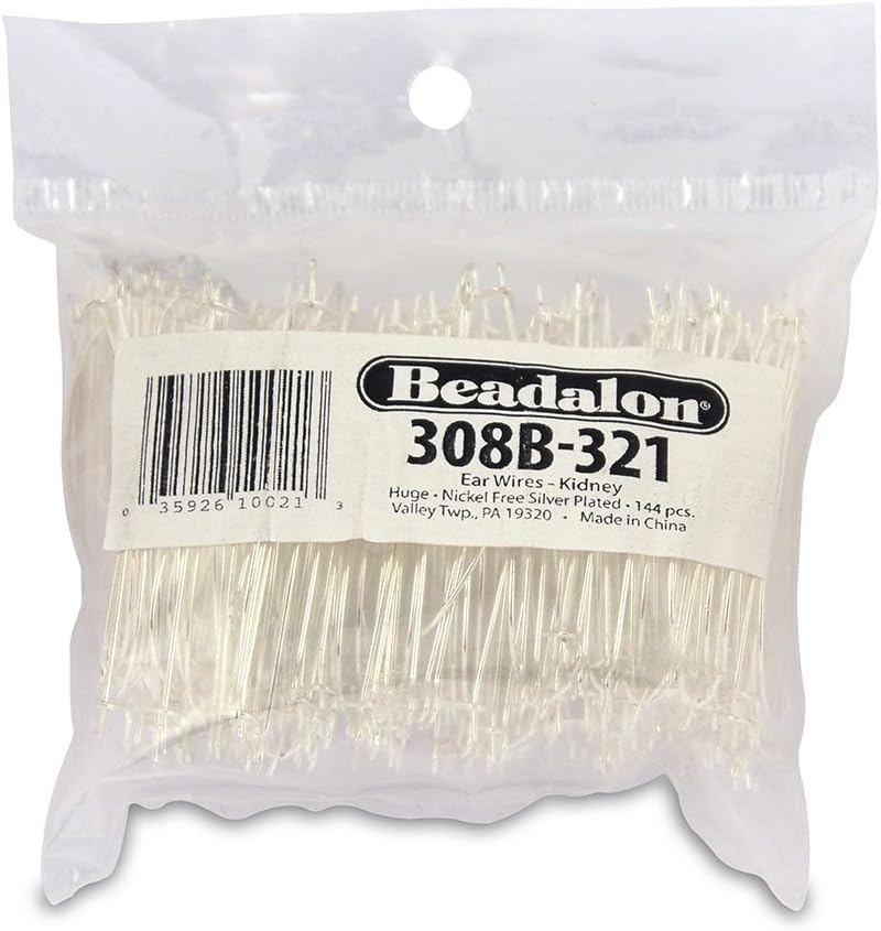 Beadalon 144Piece 44MM Kidney Ear Wire, Nickel Free