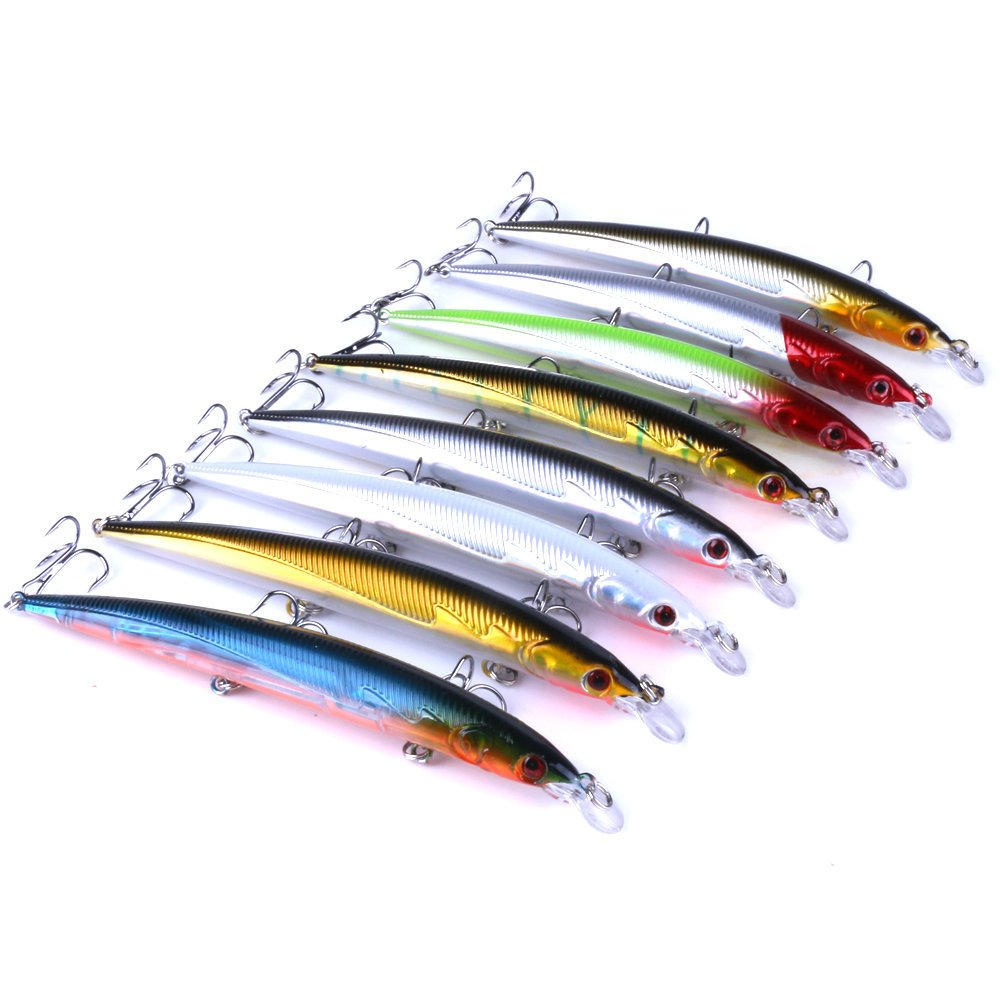 8 señuelos Minnow VIB Inshore grandes con tres ganchos de triple punta 13,4 G/13,3 cm