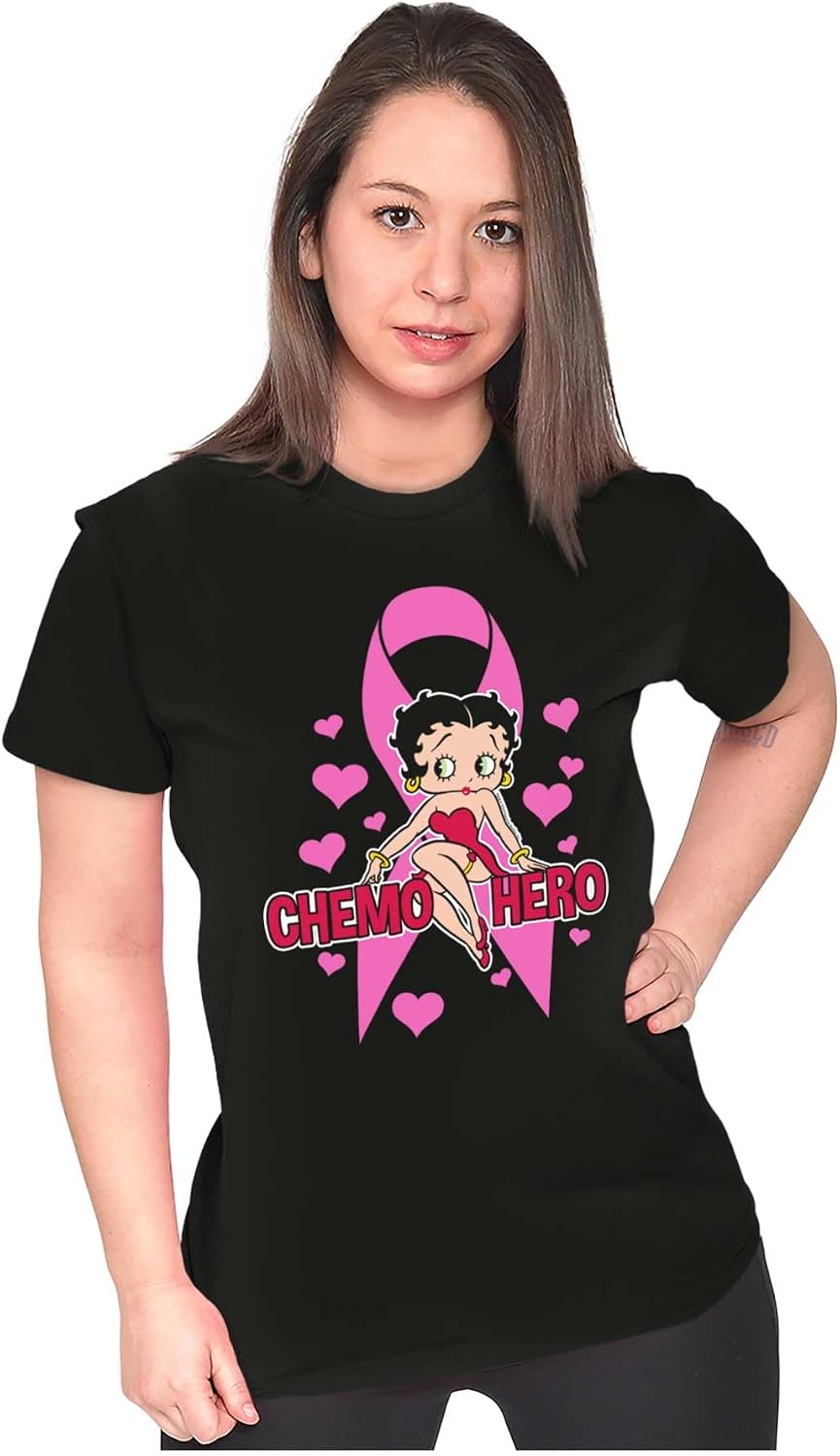 Betty Boop Breast Cancer Chemo Hero Womens Slim Fit Graphic Tee