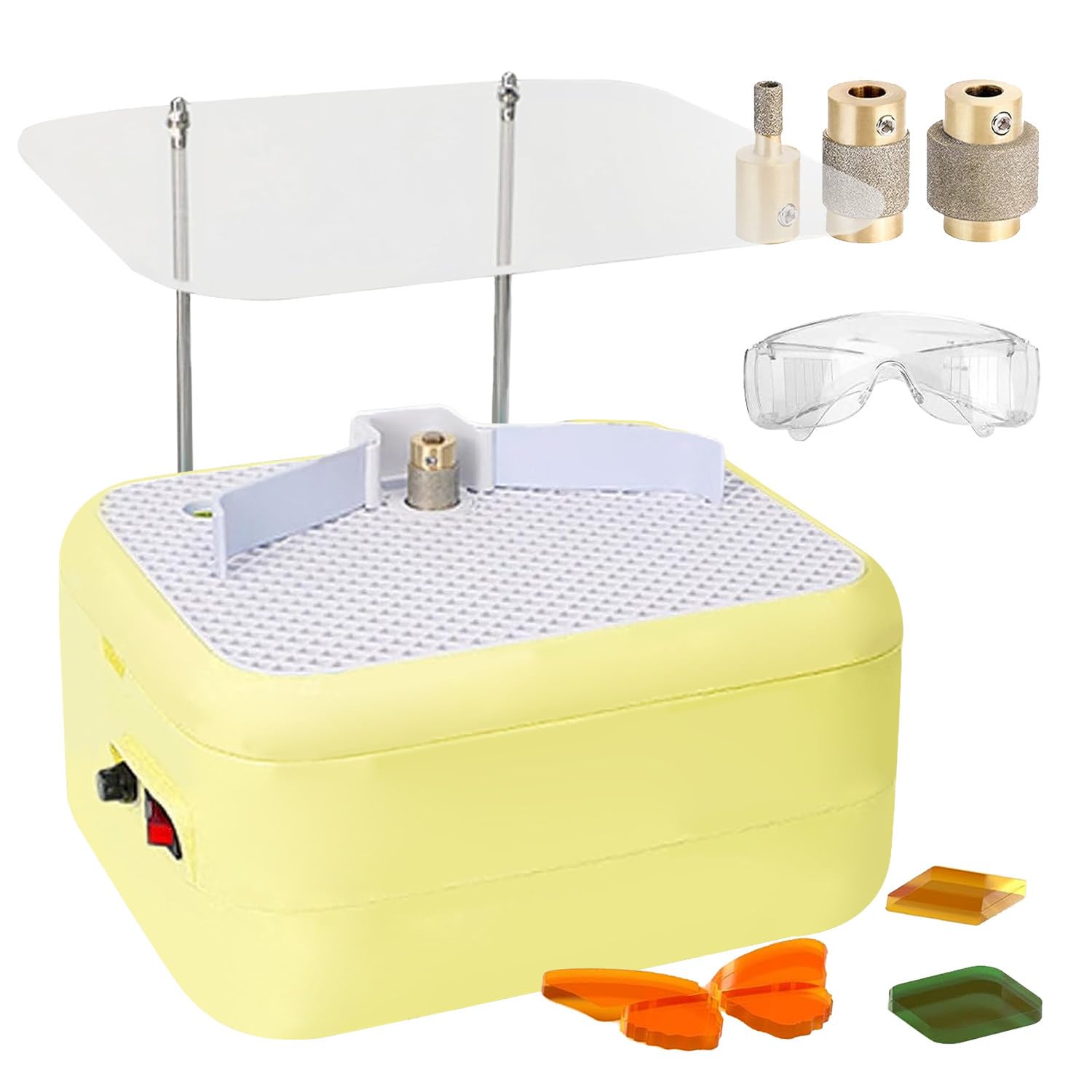 Mini przenośna szlifierka witrażowa, narzędzie do szlifowania szkła diamentowego z końcówką szlifierską 1 "i 3/4" i 1/4", młynek do szkła do obróbki dzieł sztuki dekoracyjnej, niebieski (żół