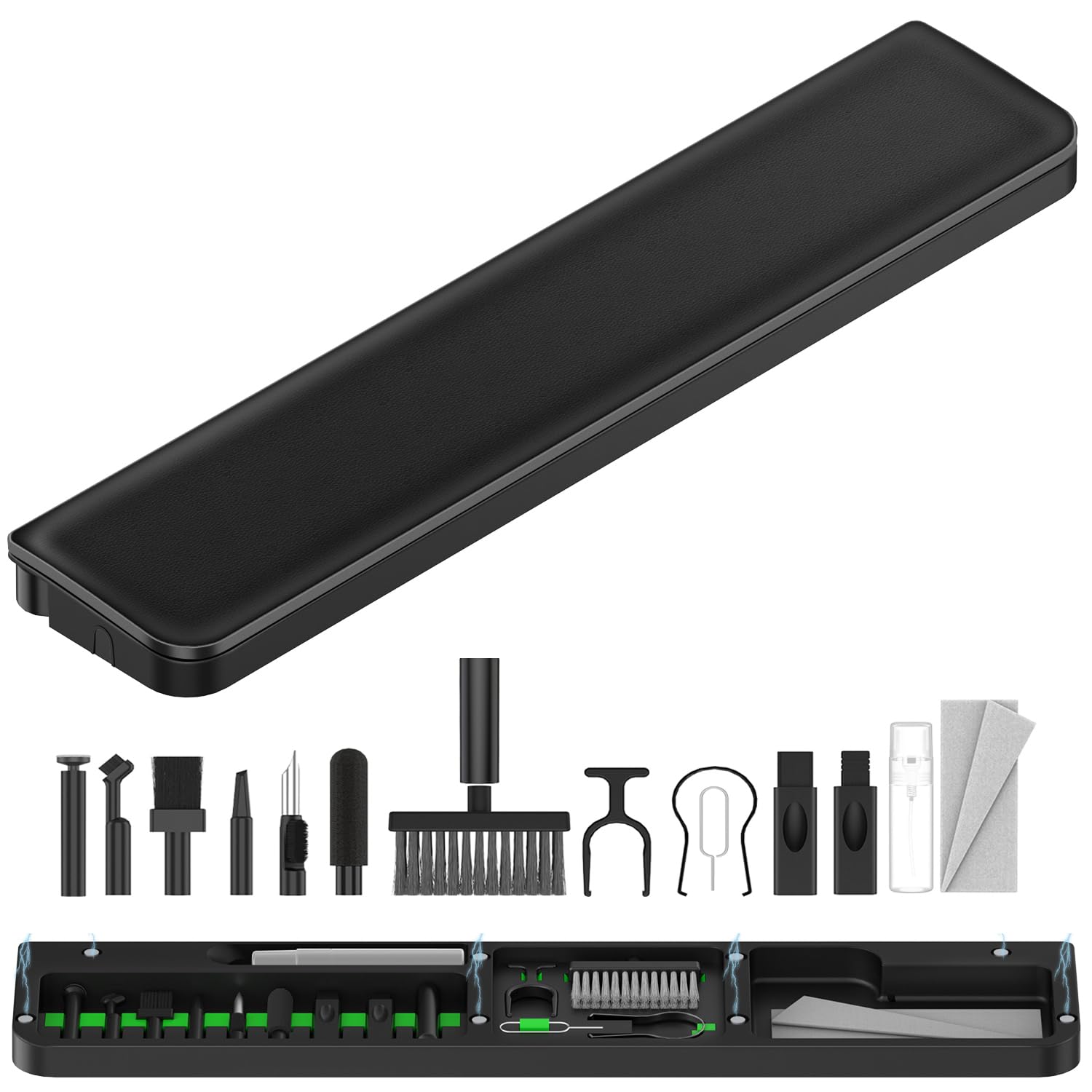 VICHYIE Keyboard Wrist Rest with Cleaner Kit, Wrist Pad for Tenkeyless Keyboard, Typing Pain Relief, Multi-Functional Cleaning Kit for Earbuds, Phones