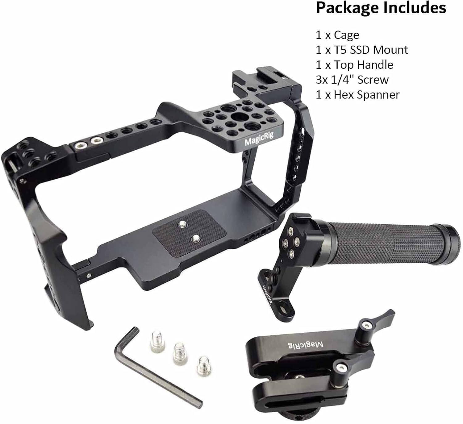 BMPCC 6K Pro / G2 Full Cage Rig for Blackmagic Design Pocket Cinema Camera 6K Pro & G2, with Rubber Top Handle, T5 SSD Mount Clamp -579