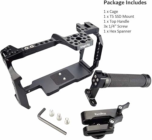 Miniatura 10 de BMPCC 6K Pro y 6K G2 Kit de jaula completa, con mango superior, riel NATO y soporte SSD T5, para cámara de cine Blackmagic Design Pocket 6K Pro y 6K