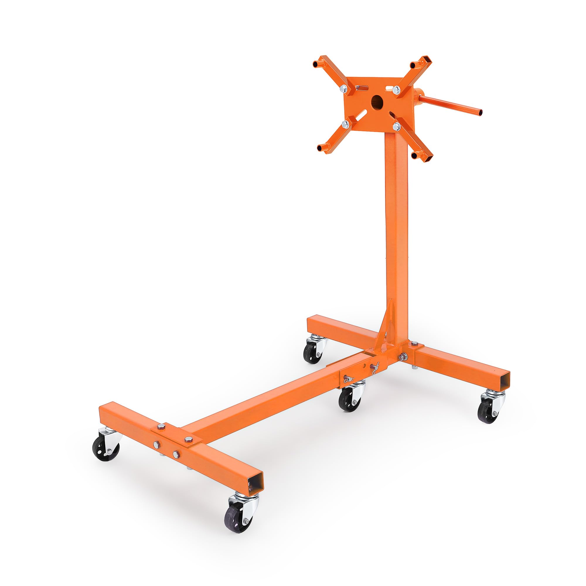Crevyteg Orange Engine Stand, 1500 Lbs (3/4 T) Rotating Motor Stand With 360° Adjustable Head & 5 Casters, Folding Motor Hoist Dolly For Auto Repair, Vehicle Maintenance, Diy Projects,