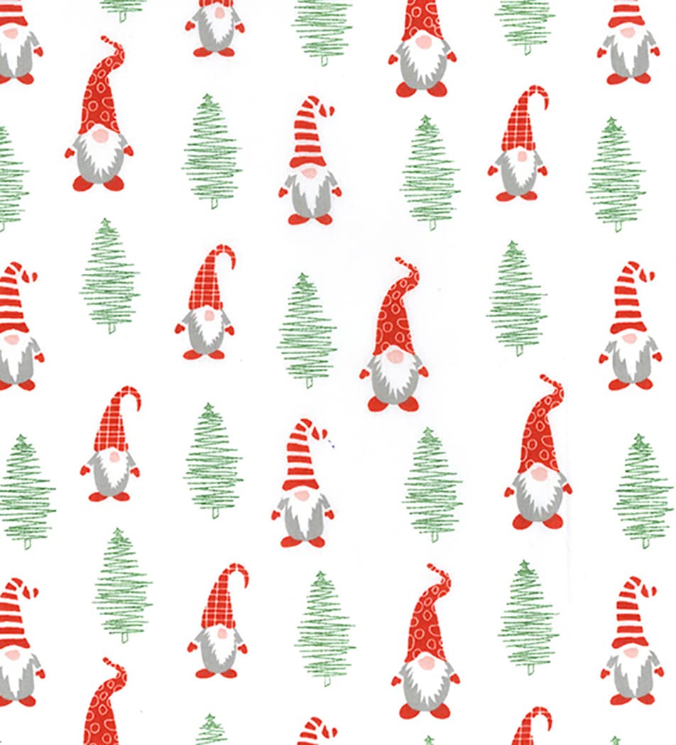Oddies Christmas Fabric - Cute Xmas Gonks Polycotton - Xmas Craft Fabric Material Metre, White (TCP922)