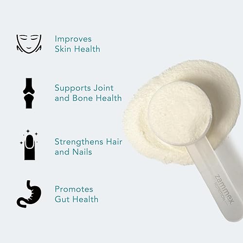 Miniatura 4 de Zammex Péptidos de colágeno marino en polvo sin sabor, colágeno de pescado capturado en la naturaleza, apoya la piel saludable, cabello,