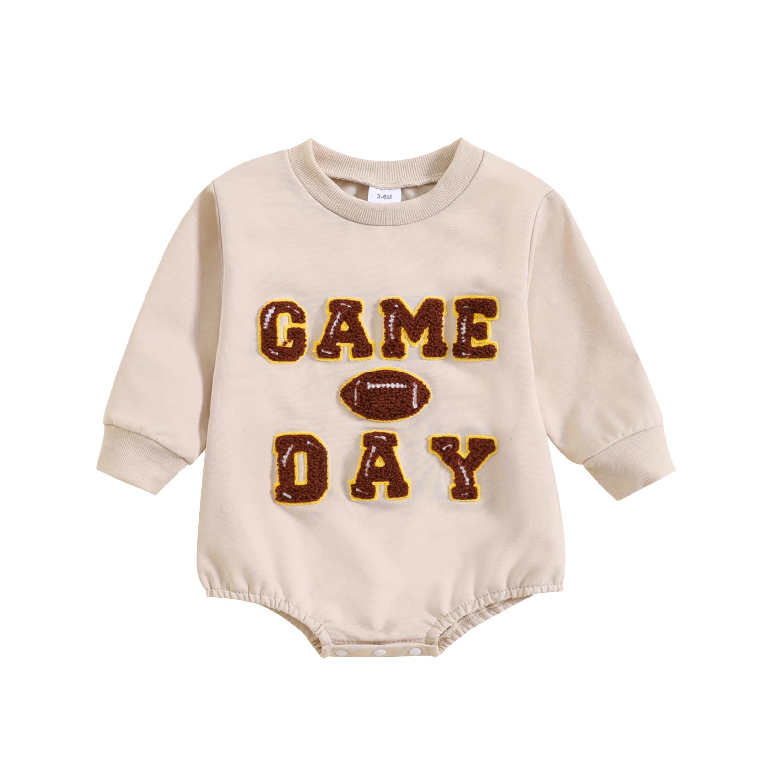JINZIYINZI Infant Baby Boy Girl Football Outfit Game Day Bubble Onesie Sweatshirt Romper Bodysuit Fall Winter Clothes