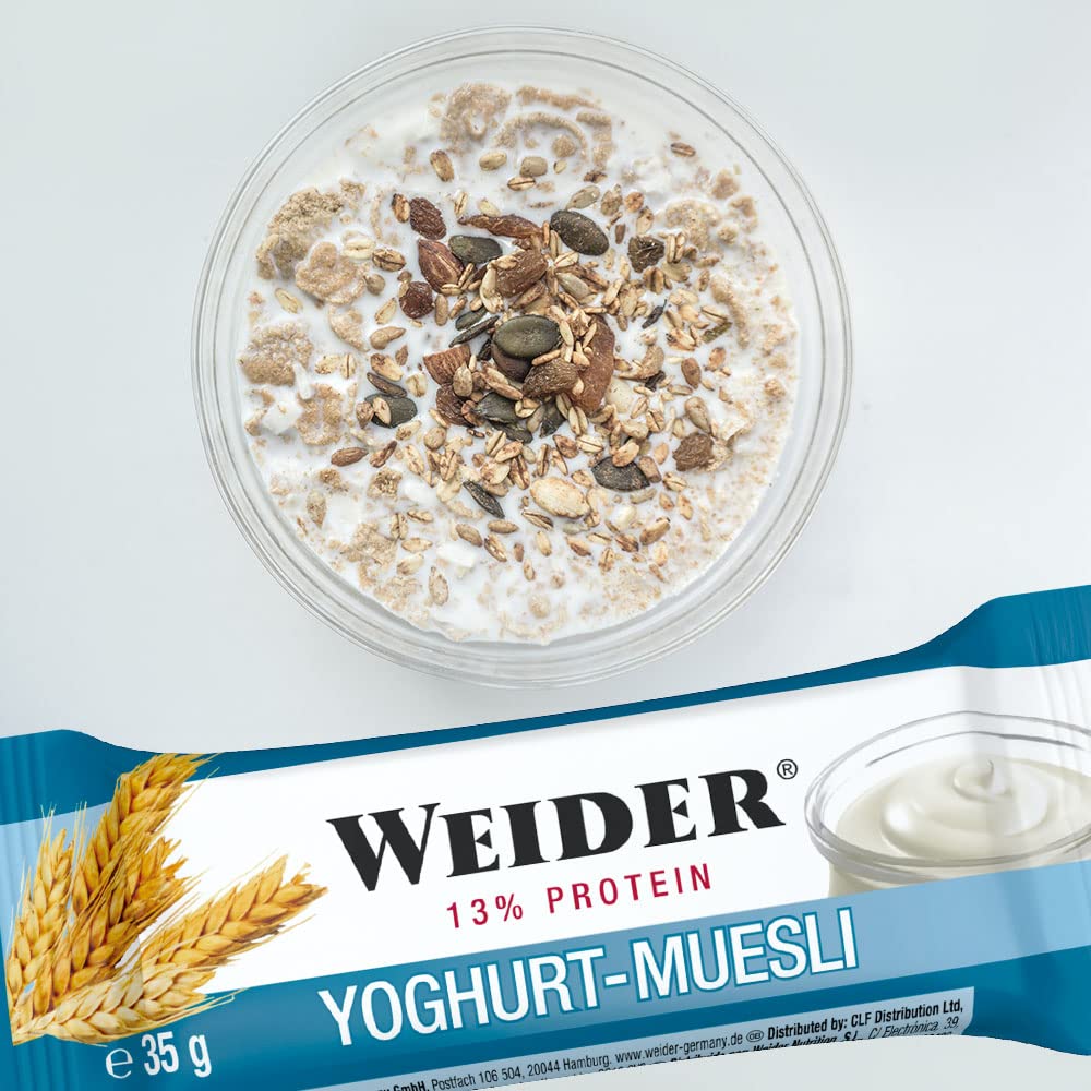 WEIDER Fitness Proteinriegel, leckere Eiweißriegel mit Schokolade, kleiner Protein Snack für Zwischendurch, praktischer Energieriegel für unterwegs, Box mit 24 x 35 g