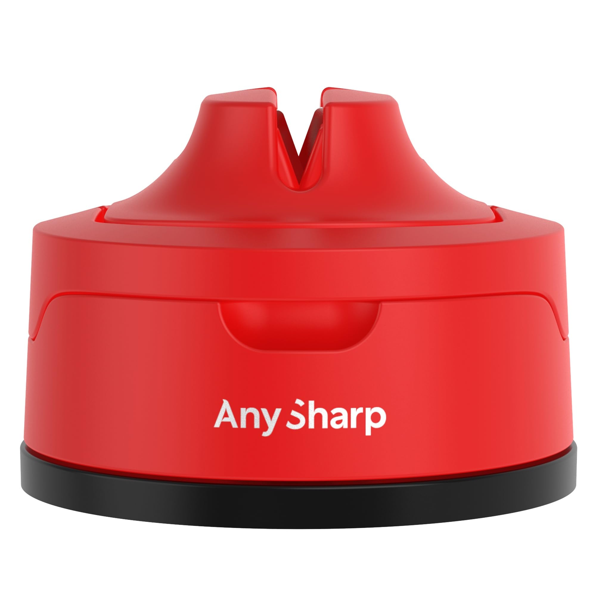 AnySharp Evo Knife Sharpener, Hands-Free Safety, PowerGrip Suction, Safely Sharpens All Kitchen Knives, Ideal for Hardened Steel & Serrated, World's Best, Compact, One Size, Red