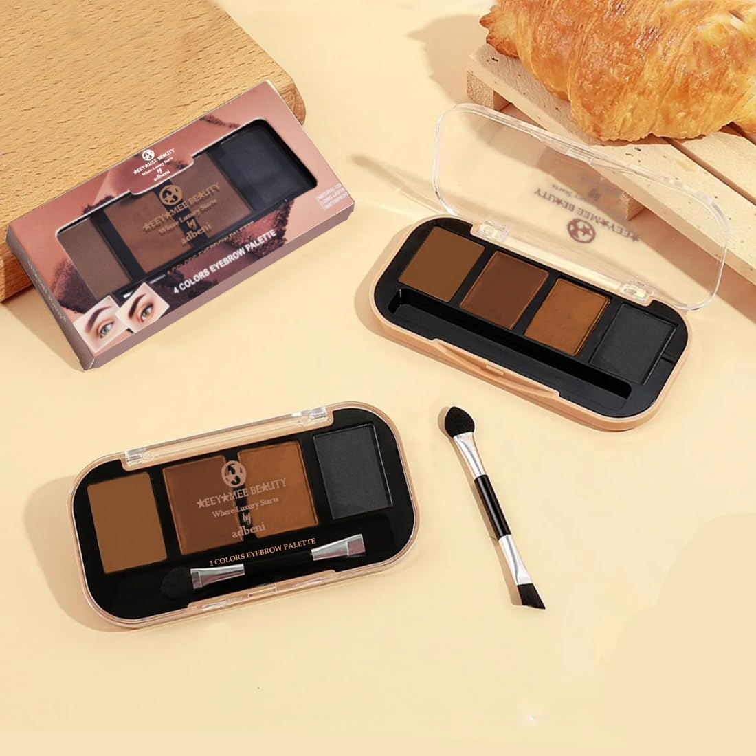 Adbeni 4 Colors Eyebrow Palette 9gm | Natural Color, Long Lasting & Waterproof | Embark A Journey Through Radiant Realms | Infinite Expression Of Timeless Beauty (Shade-02)