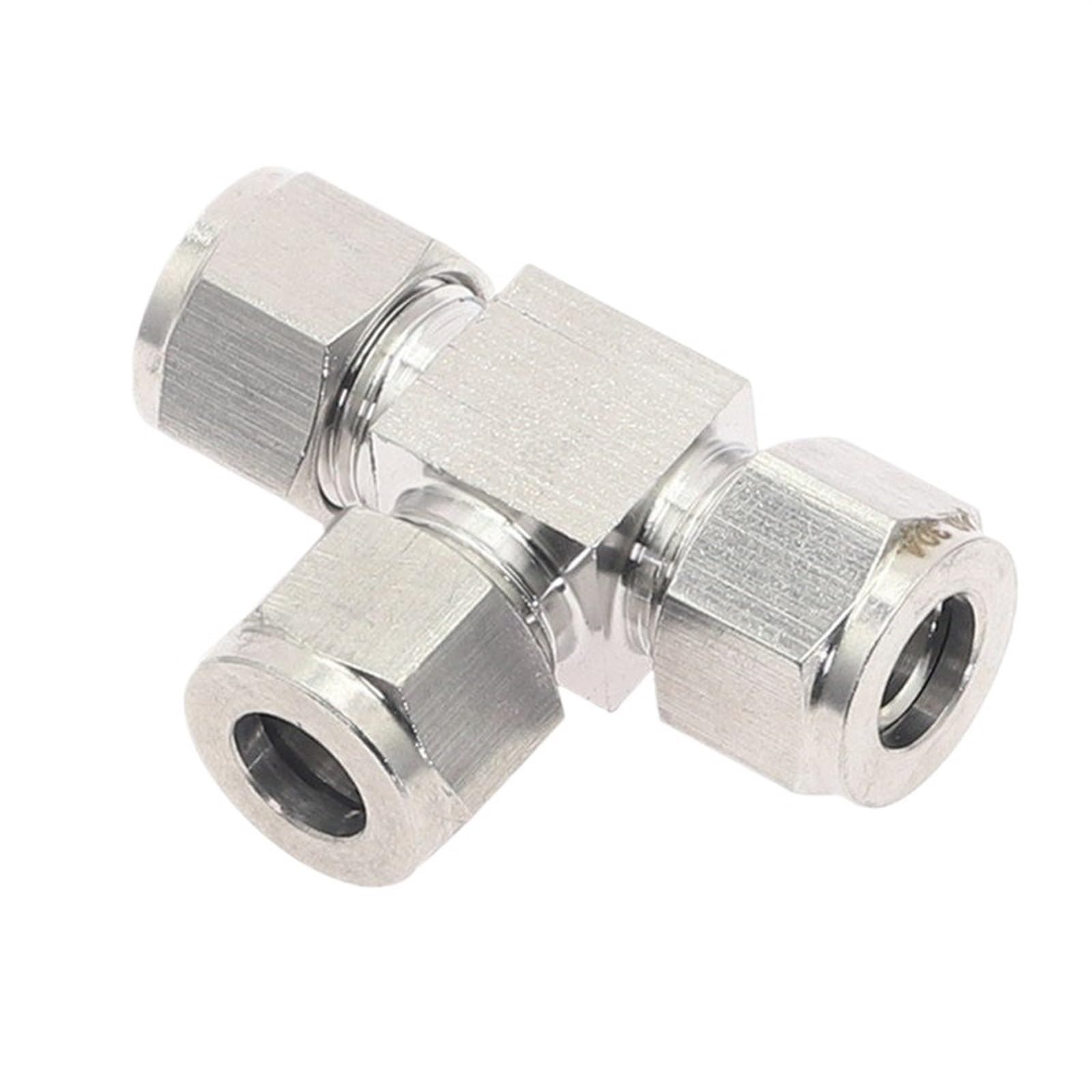 3 Way Hose Connectors 1pcs Stainless Steel Double Ferrule Tee Tube Fitting Connector Pipe Fittings(9.53mm (3I8))