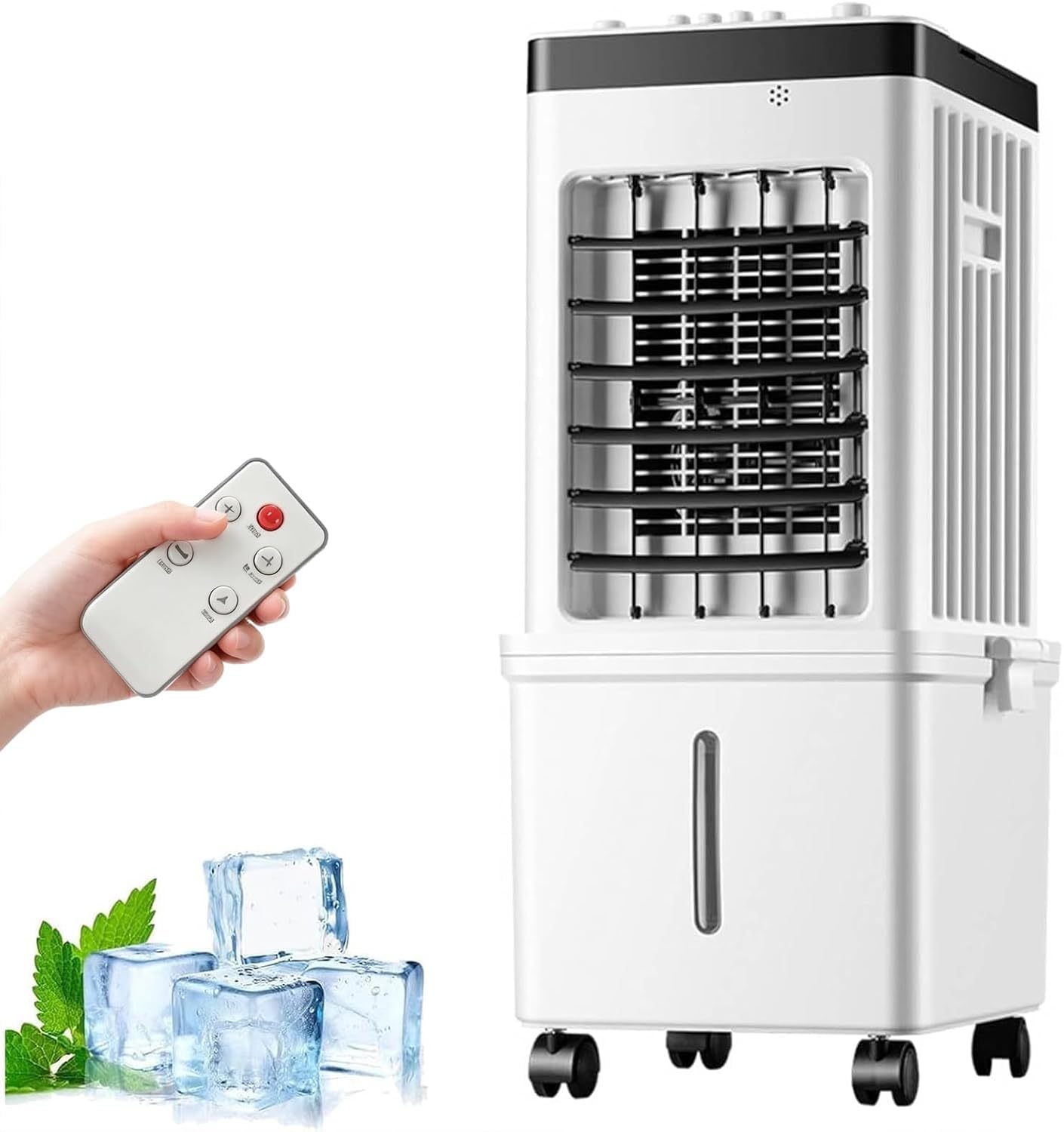Climatiseur portable 3 en 1 et humidificateur d'air refroidi à l'eau, Climatiseur Mobile Sans Évacuation, réservoir d'eau de 15L,Réservoir d'eau Amovible Télécommande Refroidisseur d'air Climatisation