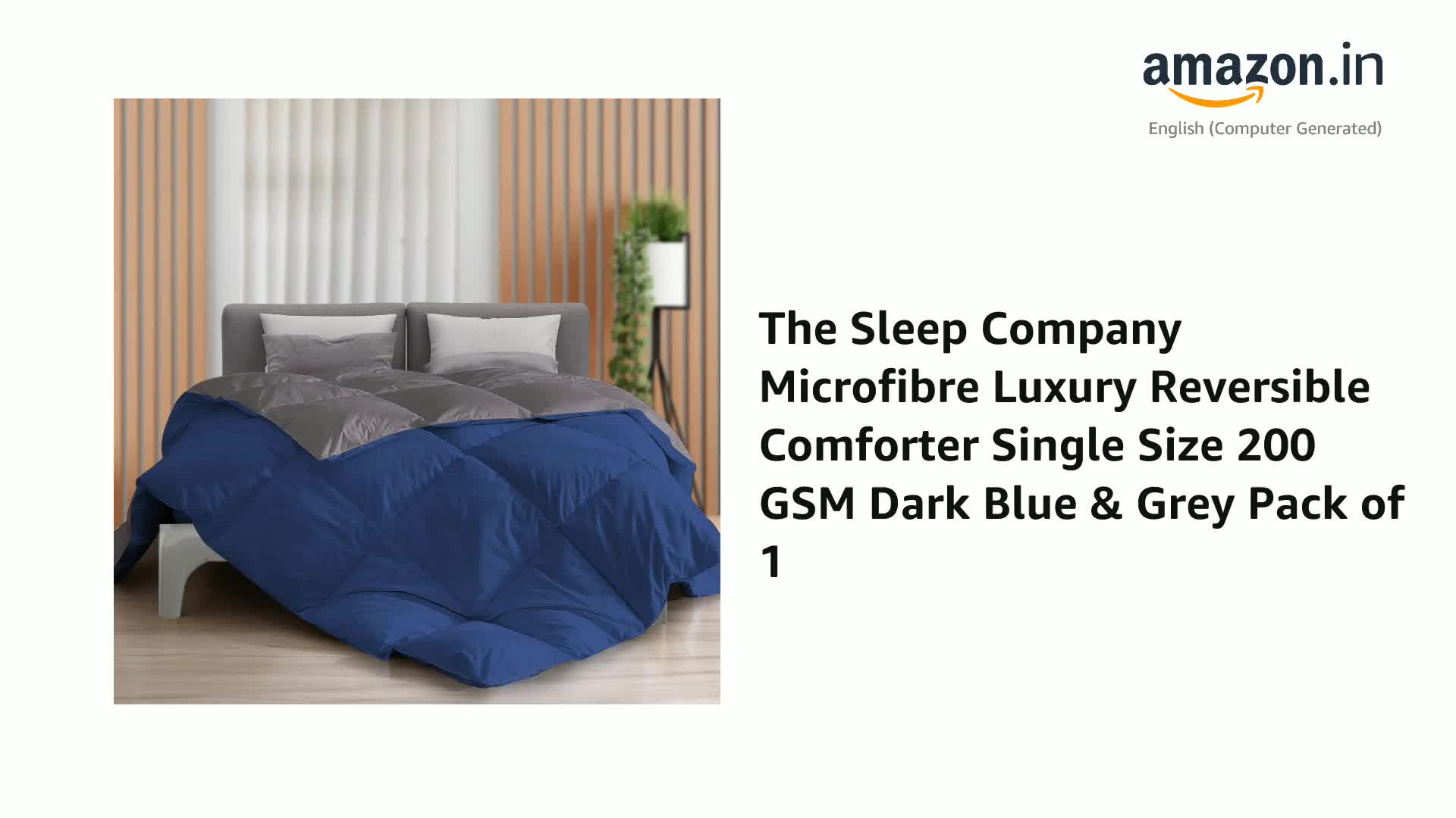 The Sleep Company Reversible Comforter | Dark Blue & Grey | Single