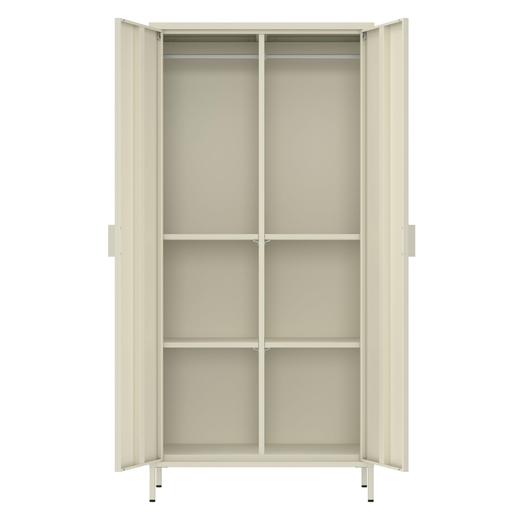 Brigros - Armadio Metallico 2 Ante Con Ripiani E Appendiabiti 80x40x170 Cm, Armadio Salvaspazio Multiuso Per Camera Da Letto, Cameretta E Mansarda, Guardaroba Moderno In Metallo Colorato (Avorio)