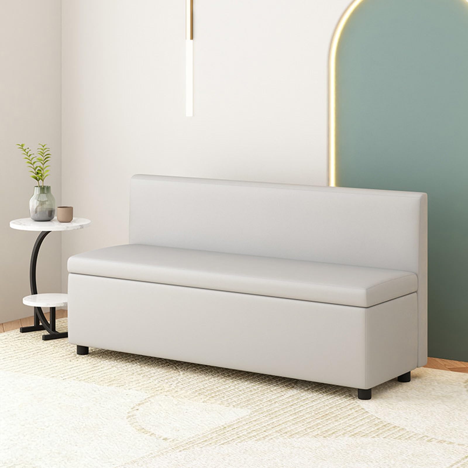 Banc coffre en similicuir de style raffiné avec assise en PU et dossier confort