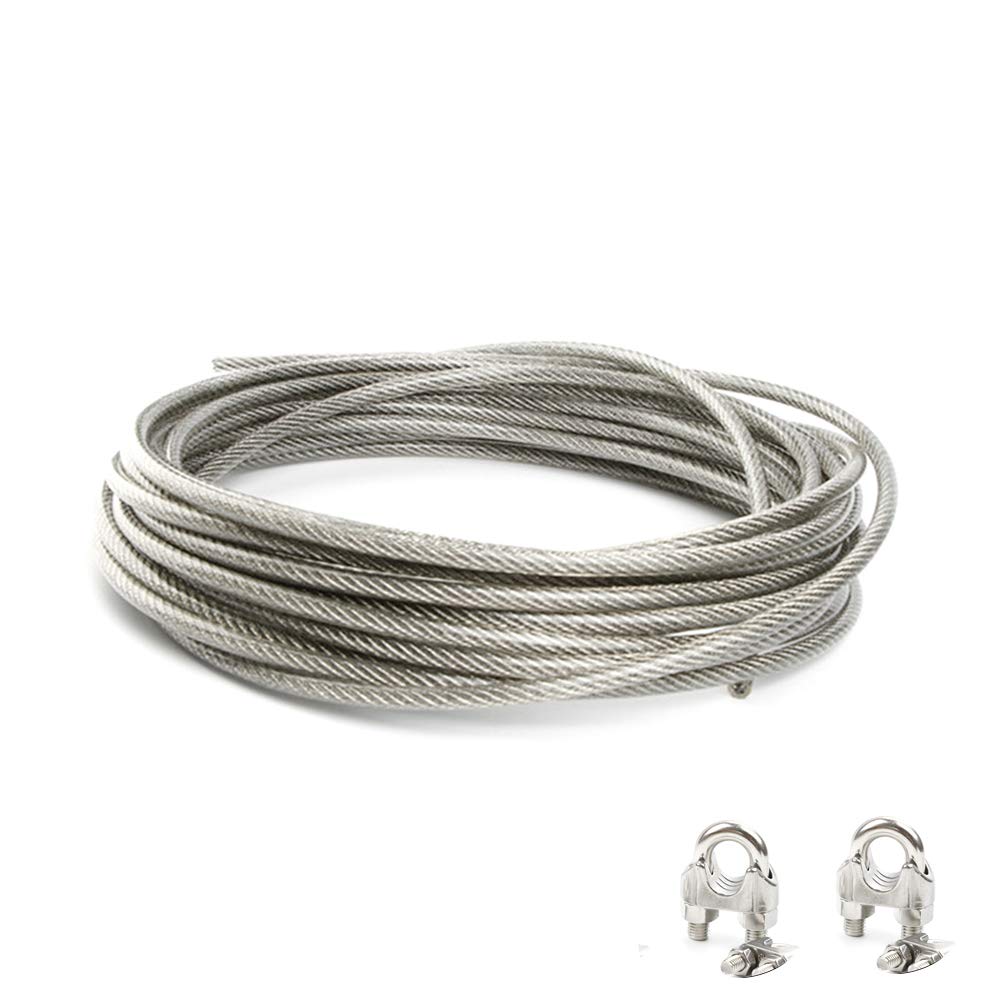 Cavo in acciaio inox 304 rivestito in vinile trasparente, 7 x 19, lunghezza struttura: 10 m, intrecciato, antiruggine, diametro 8 mm