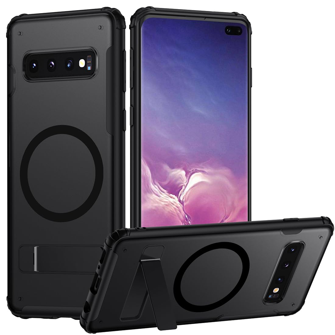 TIANNIUKE Magnetic Case for Samsung Galaxy S10 Plus, Compatible with MagSafe,Adjustable Kickstand, Translucent Matte Anti-Fingerprint,Shockproof