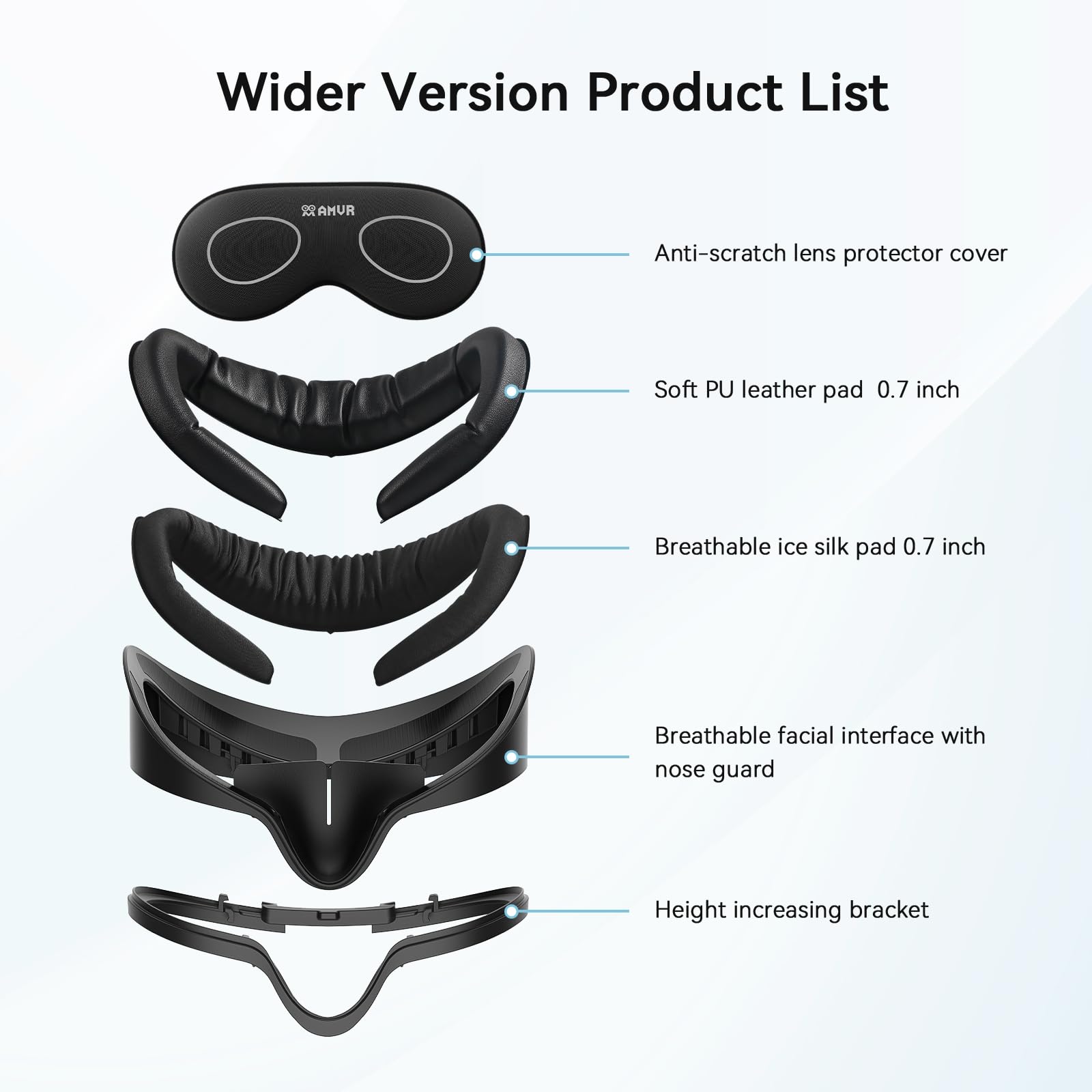 AMVR Facial Interface Face Pad Cover compatibile con Meta Quest 3S, cuscino facciale in PU e cotone traspirante Ice Silk